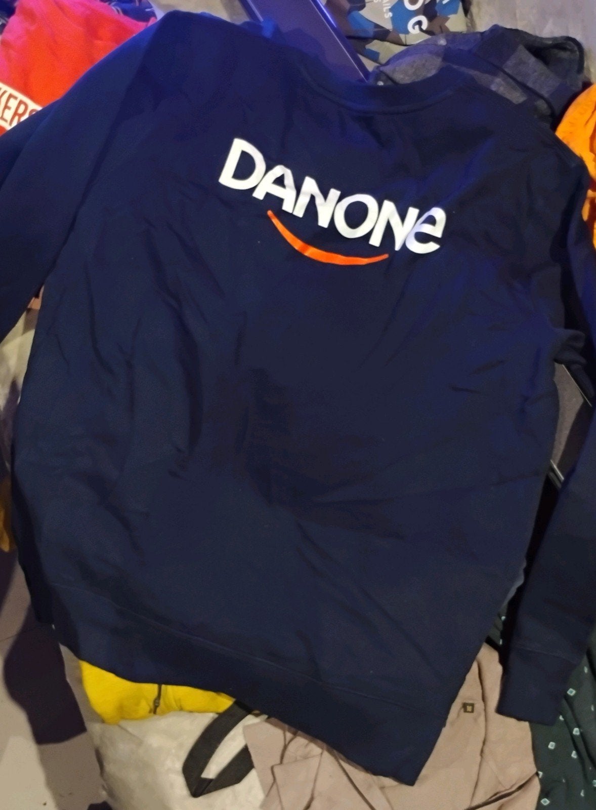 Danone sweater - Donkerblauw met logo maat L, Zwart, Overige maten, Ophalen of Verzenden, Danone