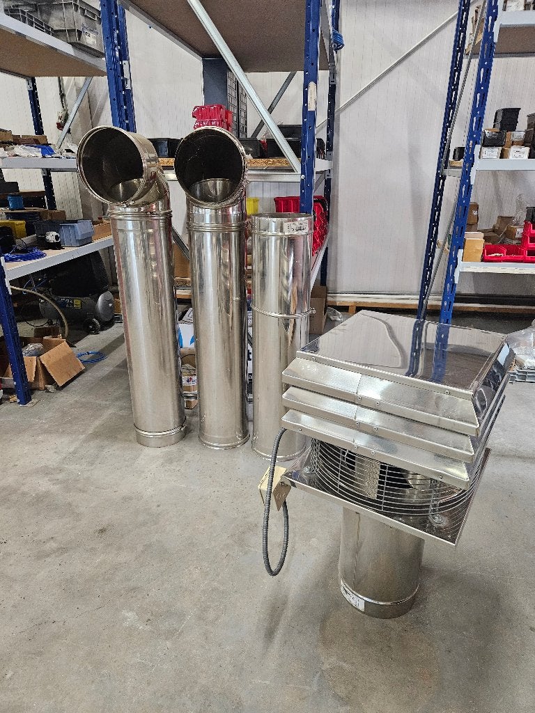 Rookgas ventilator RVS + buis, Ophalen, Zo goed als nieuw, Ventilator