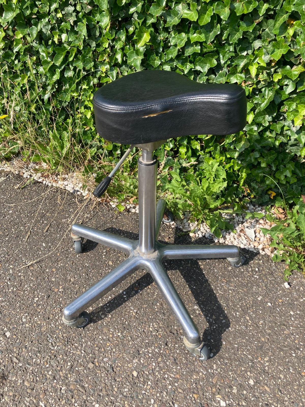 Vintage zadelkruk / behandel zitje, Ophalen, Zwart, Bureaukruk