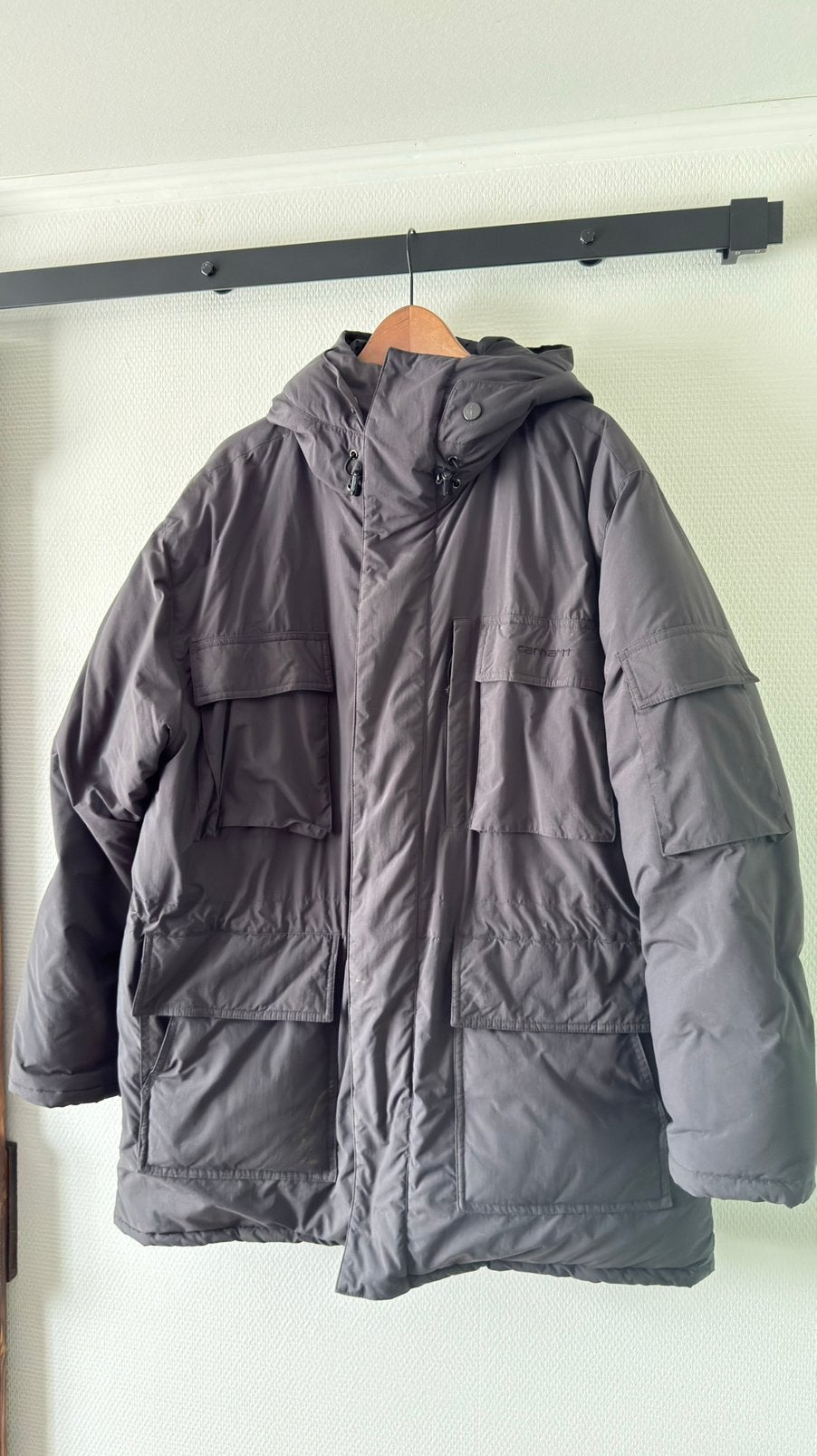 Lekkere warme dikke winterjas van Carhartt wip, Ophalen of Verzenden, Zo goed als nieuw, Maat 52/54 (L), Grijs