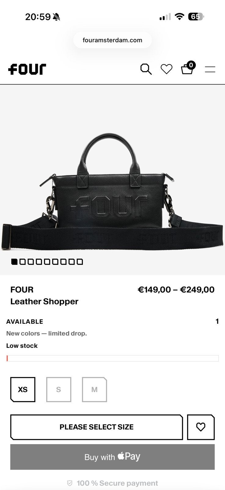 FOUR Amsterdam leather shopper XS NIEUW IN DOOS!, Overige merken, Zwart, Nieuw, Ophalen of Verzenden