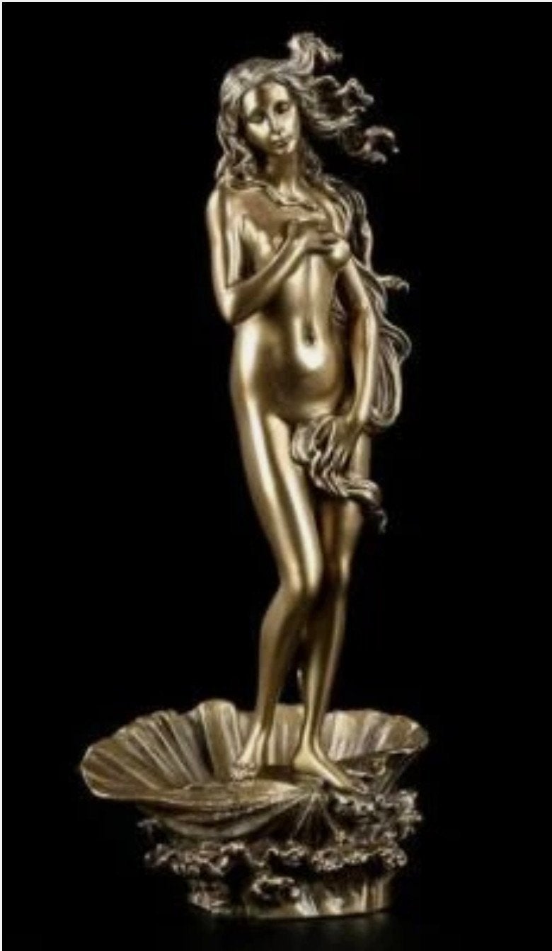 Bronzen Beeld: De Geboorte van Venus, Ophalen of Verzenden, 20 - 50 cm, Beeld, Goud