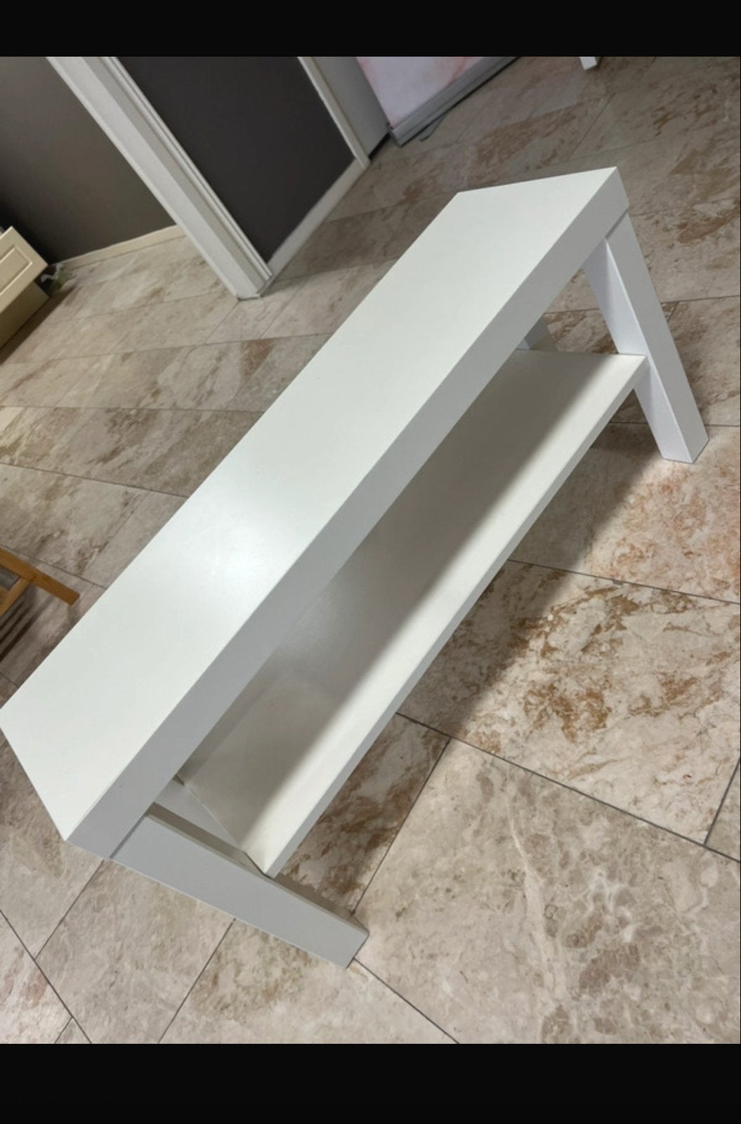 Witte TV-meubel/bankje met opbergruimte, Gebruikt, 100 tot 150 cm, Ophalen of Verzenden, Minder dan 100 cm