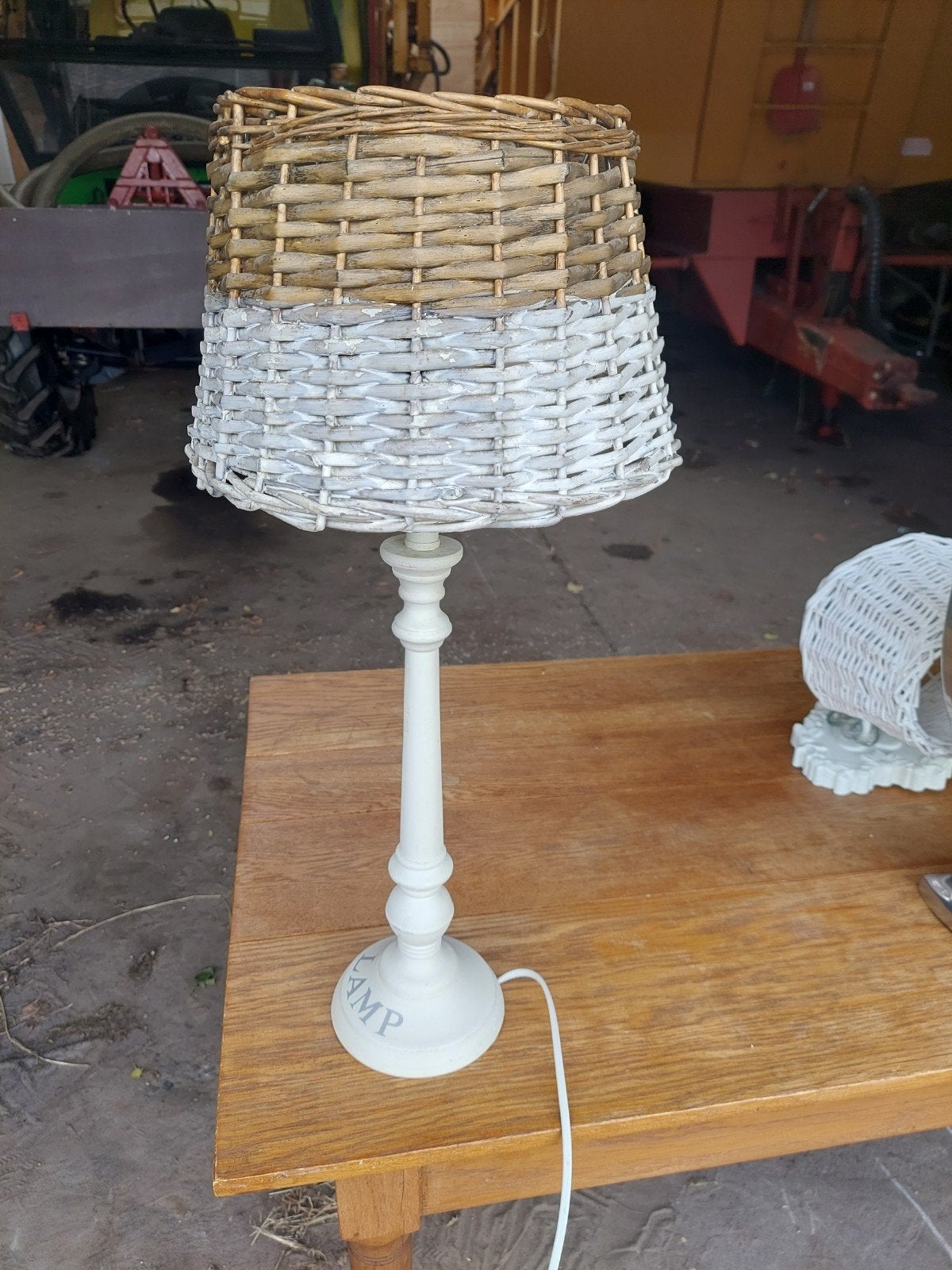 schemerlamp rieten rotan kap lamp, Ophalen of Verzenden, Zo goed als nieuw, Schemerlamp, 62 cm