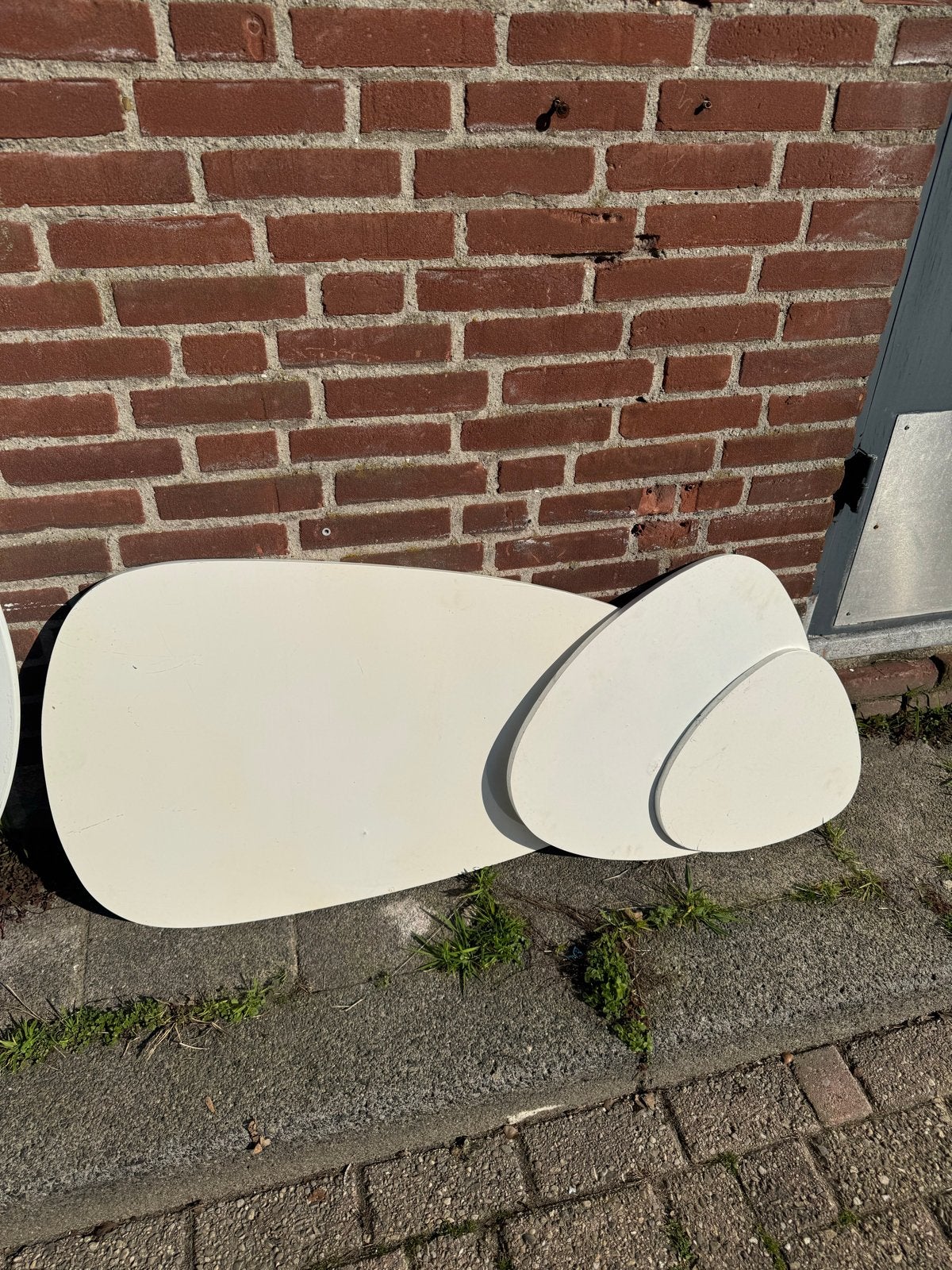 Eettafel en salontafel set (3 stuks) met zwarte poten, Ophalen, Overige materialen, Gebruikt, 100 tot 150 cm