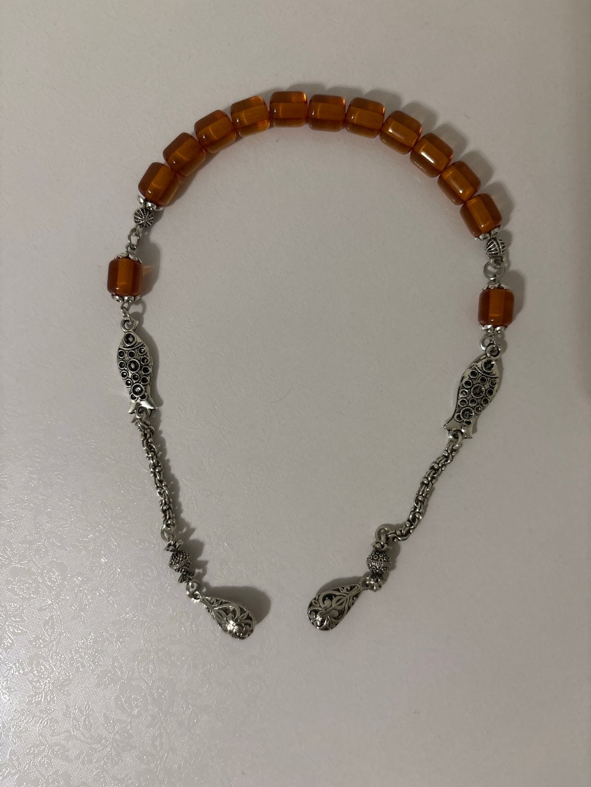 Elegante gebedskraal met zilverkleurige details(Tesbih Zaza), Verzamelen, Ophalen of Verzenden, Nieuw, Overige typen, Islam