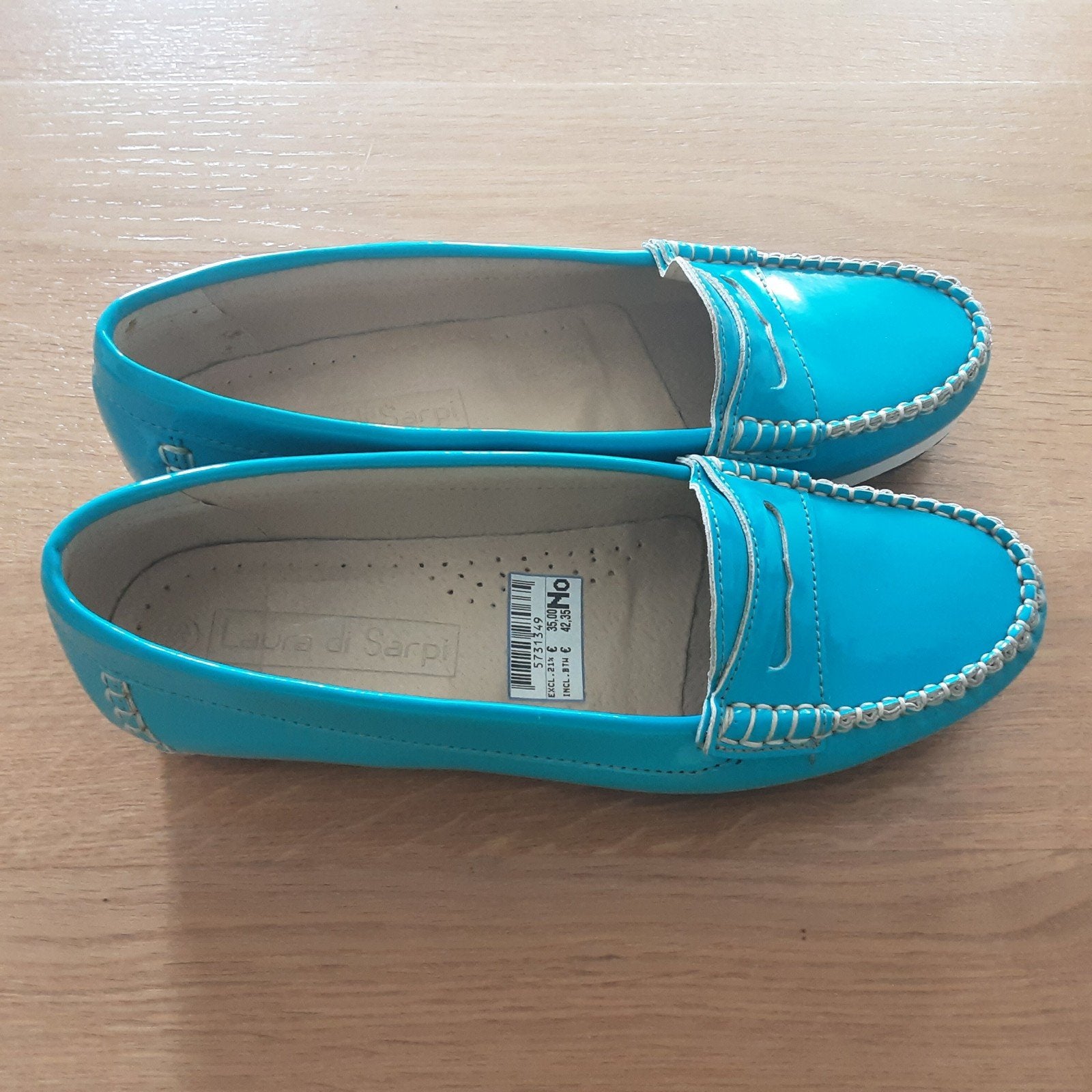 Dames mocassins Laura di Sarpi - Turquoise, Overige kleuren, Nieuw, Ophalen of Verzenden, Espadrilles of Moccasins