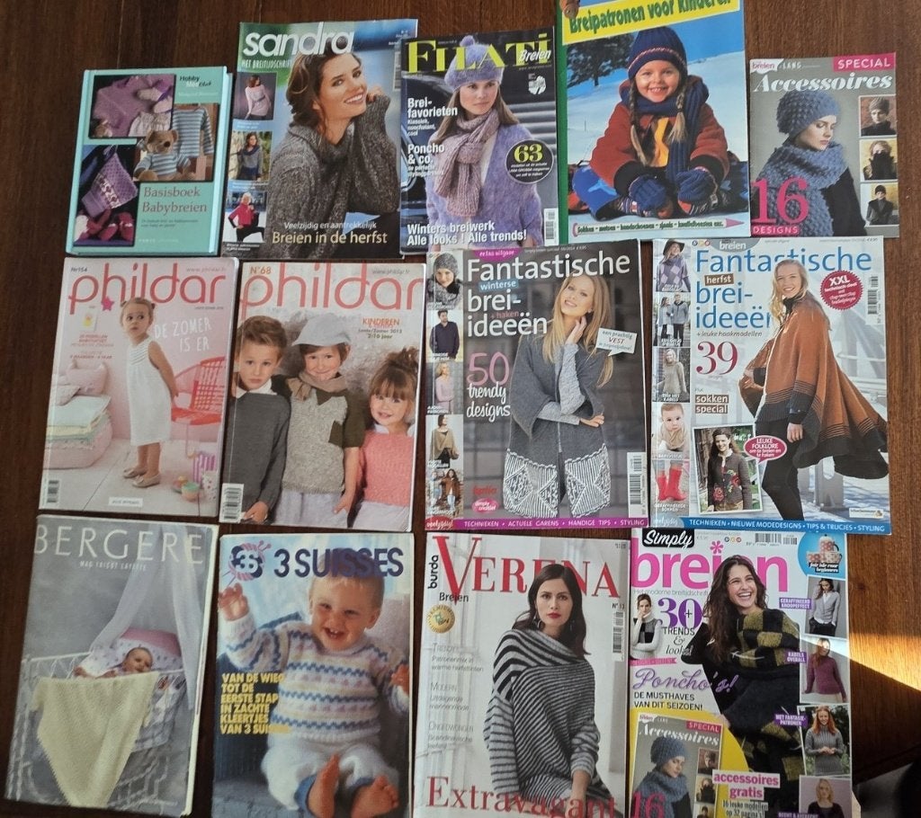 14x Brei tijdschriften Phildar, Sandra, en brei ideeën, Hobby en Vrije tijd, Ophalen of Verzenden, Zo goed als nieuw, Haken, Patroon of Boek