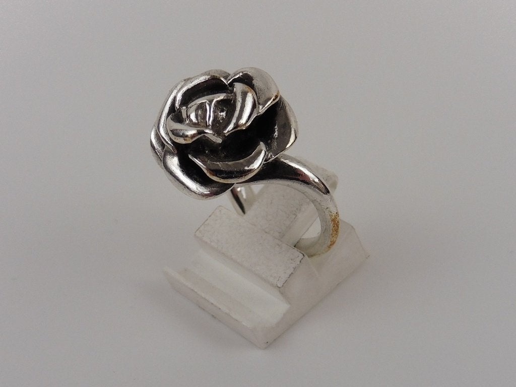 Zilveren damesring roos (klemring)                       Z62, Gebruikt, ., Ophalen of Verzenden, Kleiner dan 17