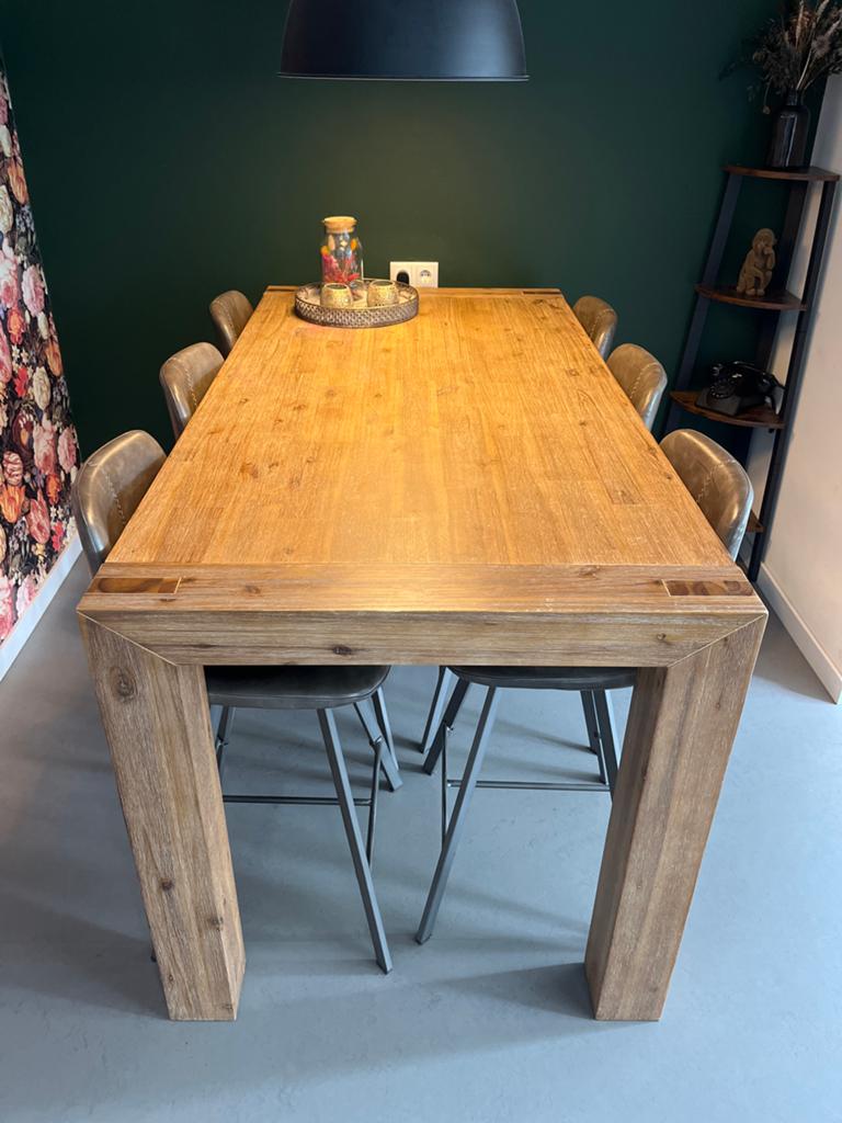 Bartafel met 6 krukken van Pronto Wonen, Huis en Inrichting, Tafels | Eettafels, Ophalen, Gebruikt, 50 tot 100 cm, Vijf personen of meer