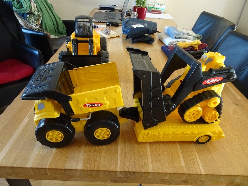 Tonka dumptruck en oplegger met loader, Ophalen of Verzenden, Gebruikt