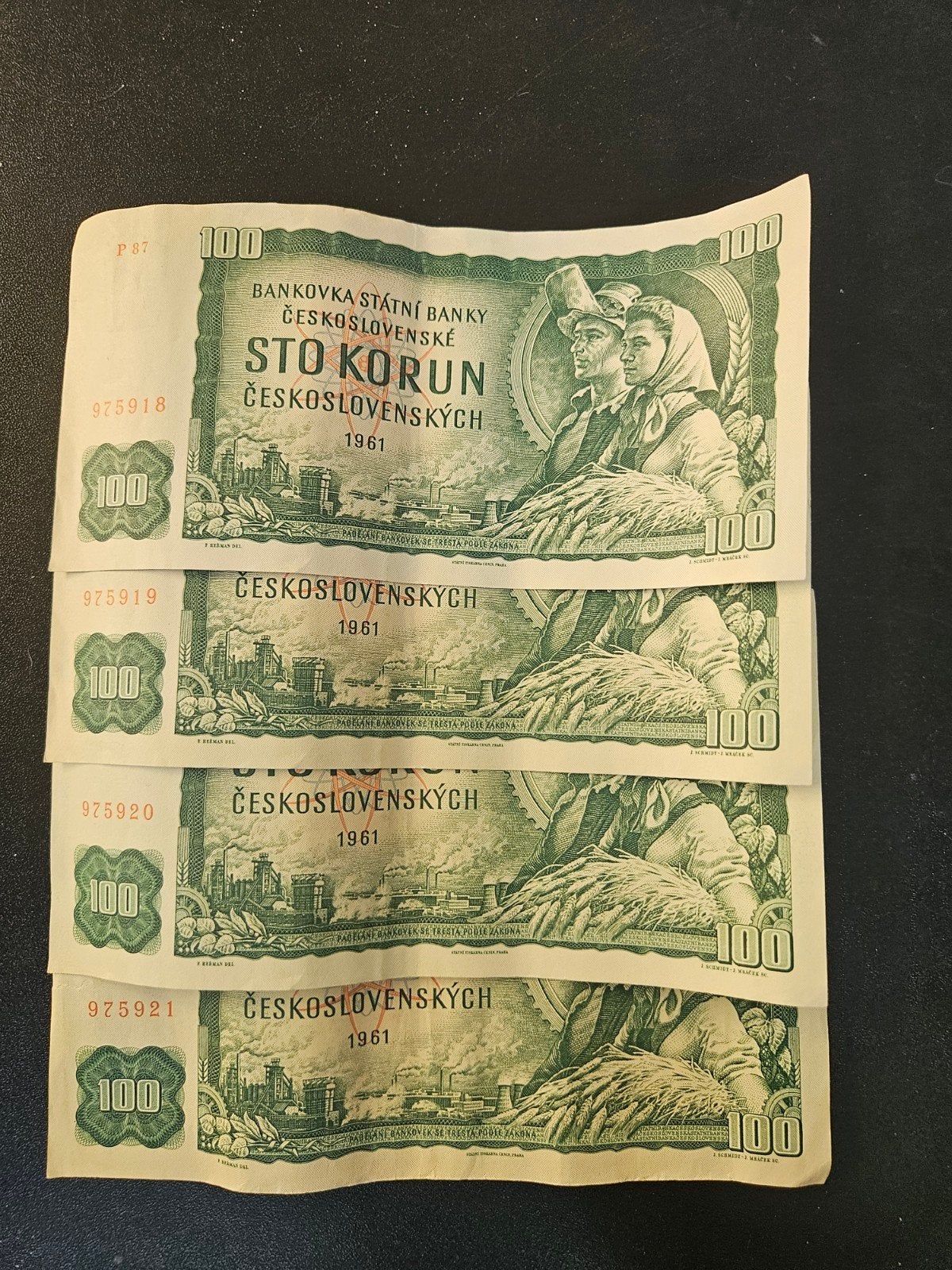 Tsjechoslowakije pick 91b 4 x opvolgende nummers 1961, Verzenden, Overige landen, Setje