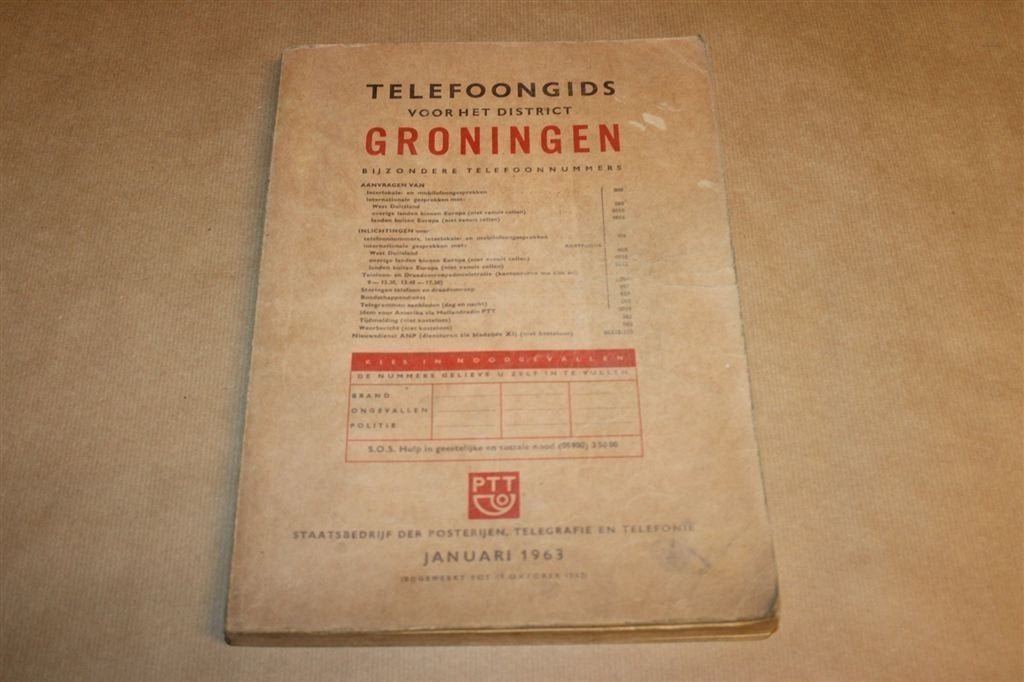 Telefoongids District Groningen 1963 — Vintage PTT Gids, Ophalen of Verzenden, Gelezen