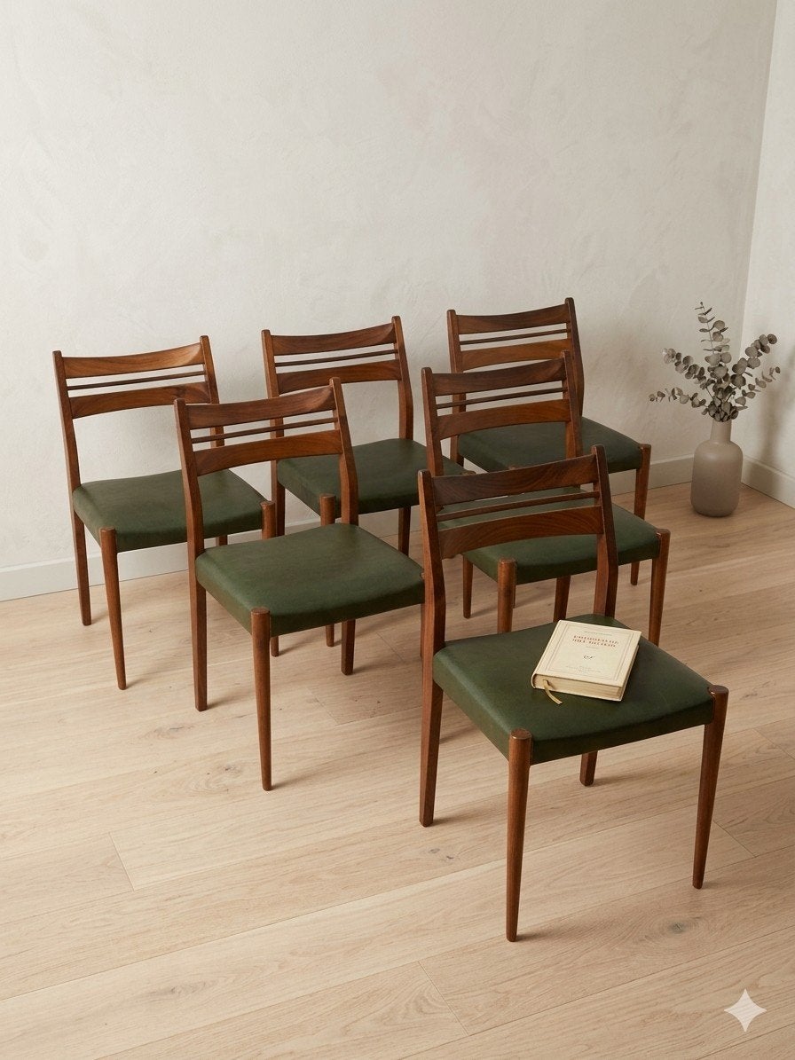 Set vintage mid century stoelen | 6 stuks, Ophalen, Zo goed als nieuw, Overige kleuren