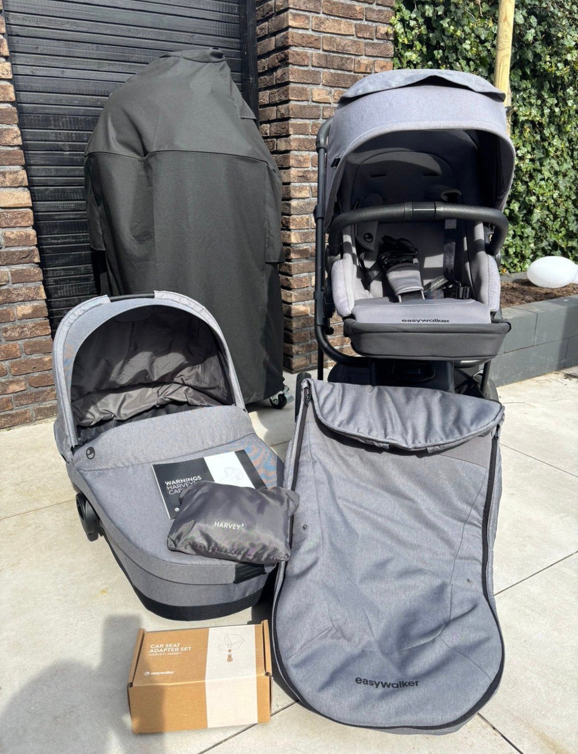 Easywalker Harvey 3 set kinderwagen grijs compleet, Zo goed als nieuw, Met reiswieg, Ophalen, Kinderwagen