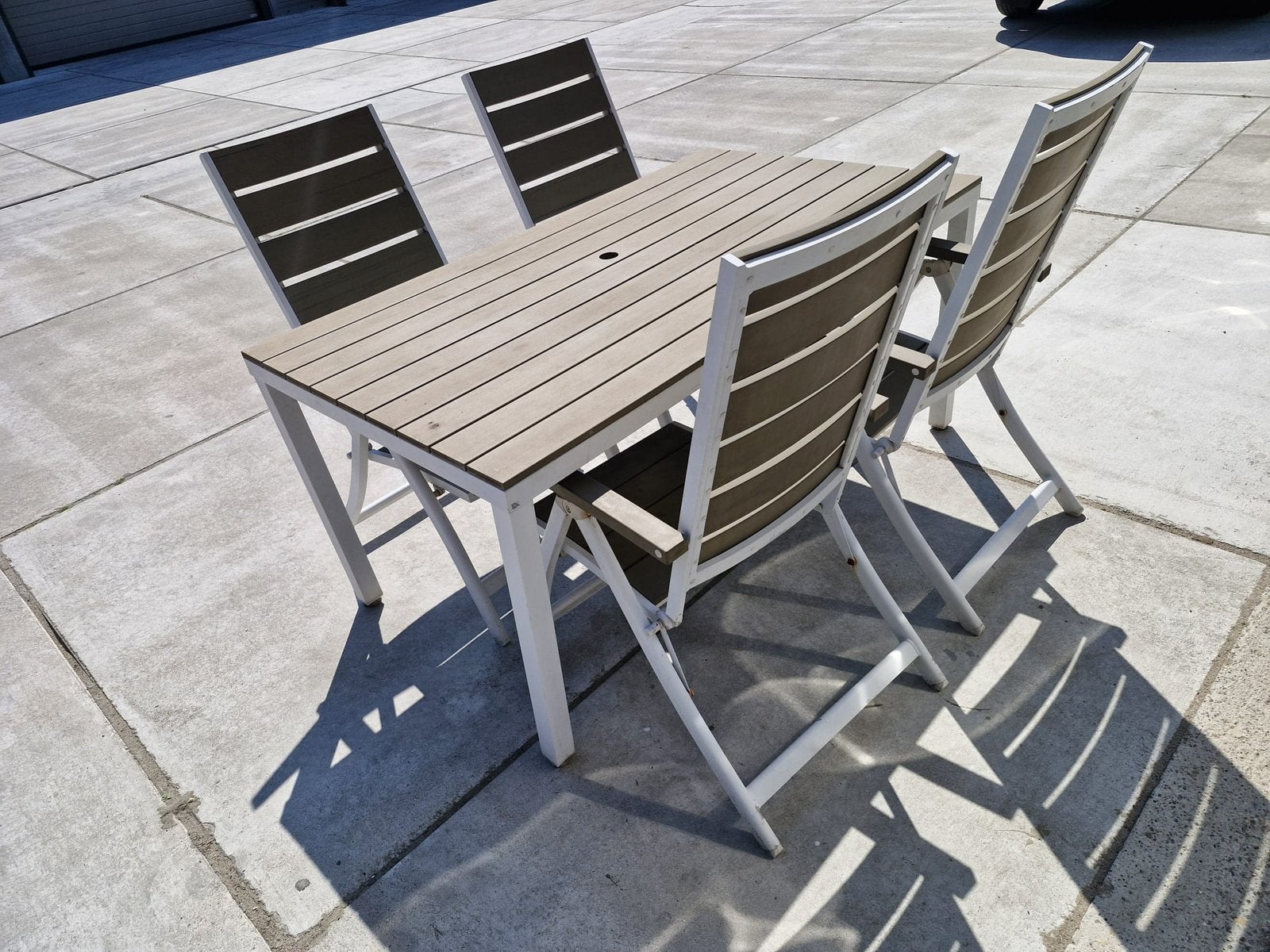 Moderne tuinset met inklapbare stoelen, Tuin en Terras, Tuinsets en Loungesets, Ophalen, Gebruikt, ., .