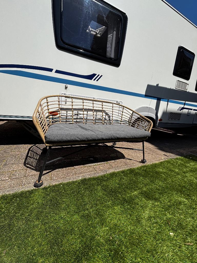 Tuinbankje rotan lounge set bankje, Ophalen, Zo goed als nieuw, Rotan