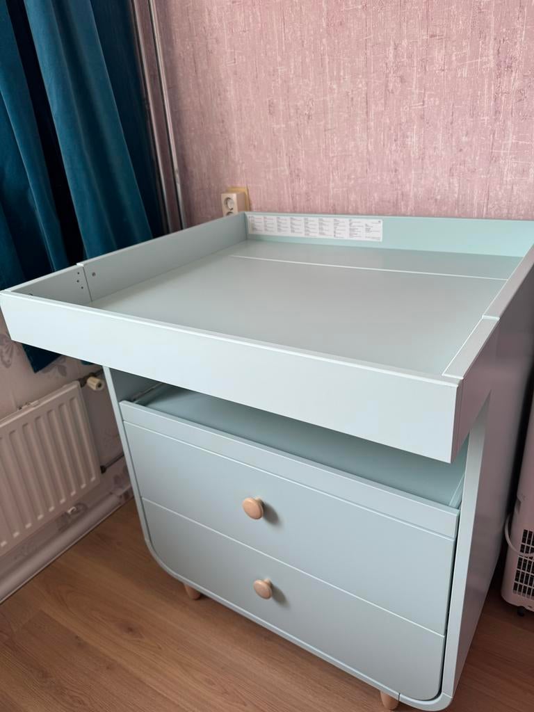 IKEA MYLLRA Babybedje met lade + commode, mintgroen, Ophalen, Gebruikt, Ledikant