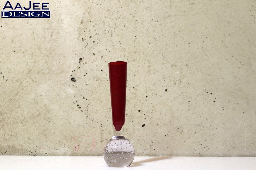 Solifleur van rood spijkerglas - Met gecontroleerde bellen, Huis en Inrichting, Woonaccessoires | Vazen, Gebruikt, Handgemaakt