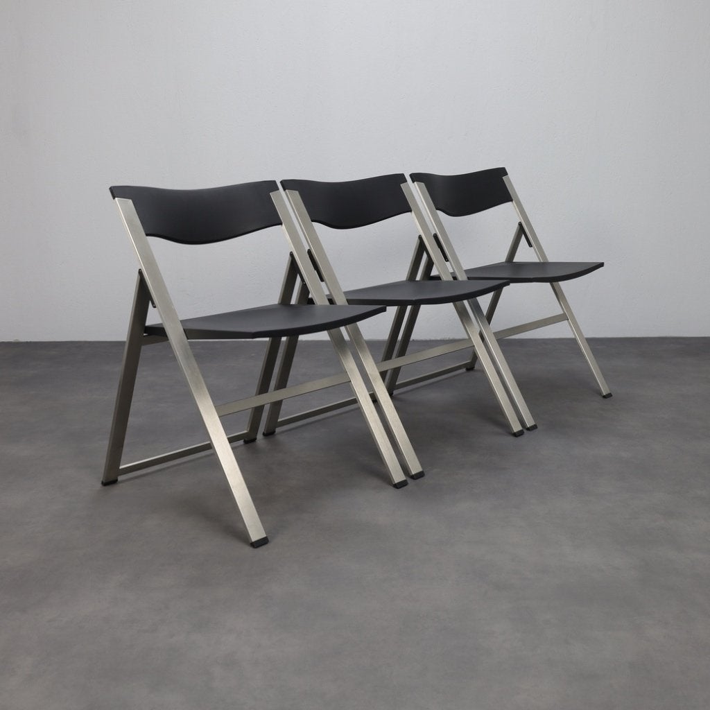 Tecno P08 Klapstoelen Italië, Set van 3, Ophalen, Wit, Kunststof, Drie