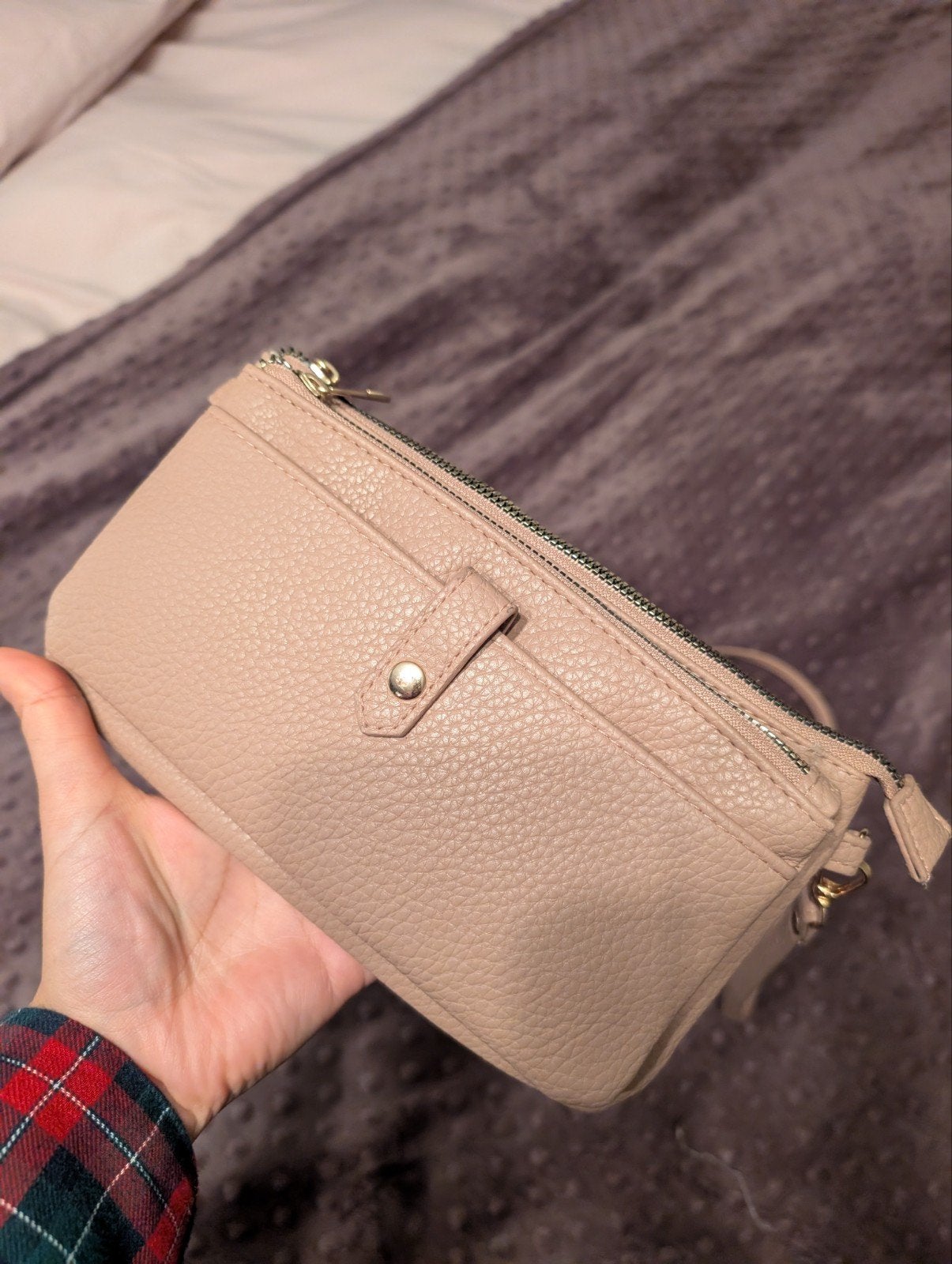Stijlvolle beige schoudertas met meerdere vakken, Ophalen of Verzenden