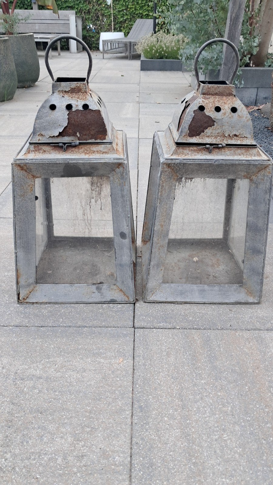 Set van 2 vintage lantaarns - 25x25x60 cm, Ophalen