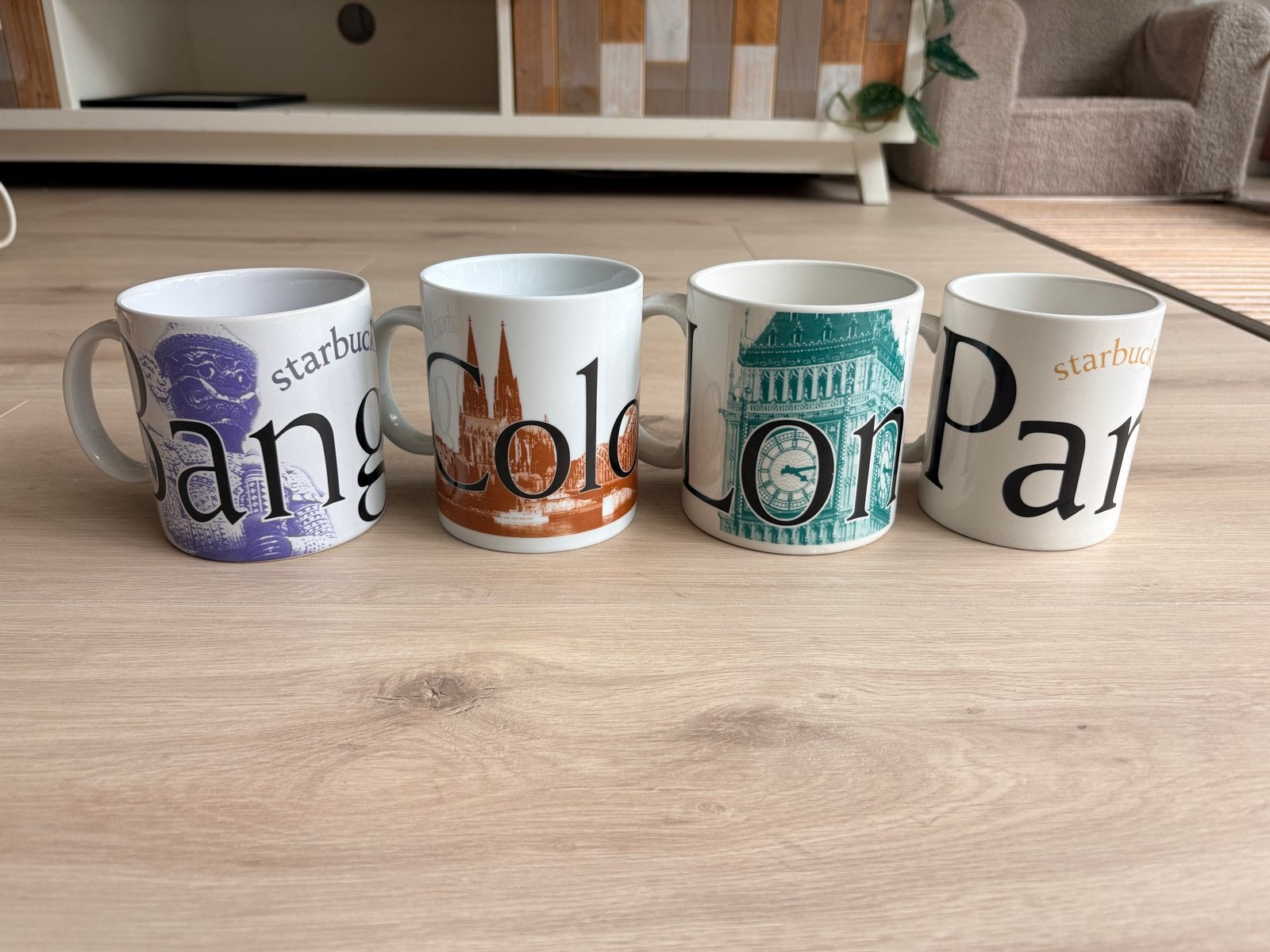 Starbucks City Mugs: Bangkok, Keulen, Londen, Parijs, Overige typen, Ophalen of Verzenden, Zo goed als nieuw, Steen/keramiek