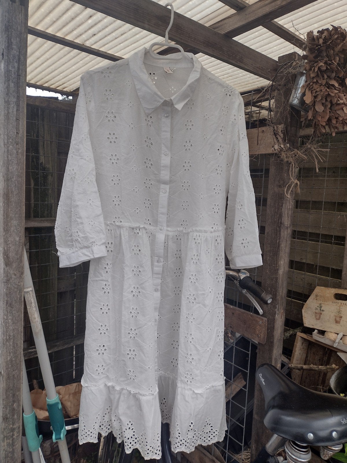 Broderie katoenen zomerjurk 40-42, Only, Verzenden, Wit, Maat 42/44 (L)