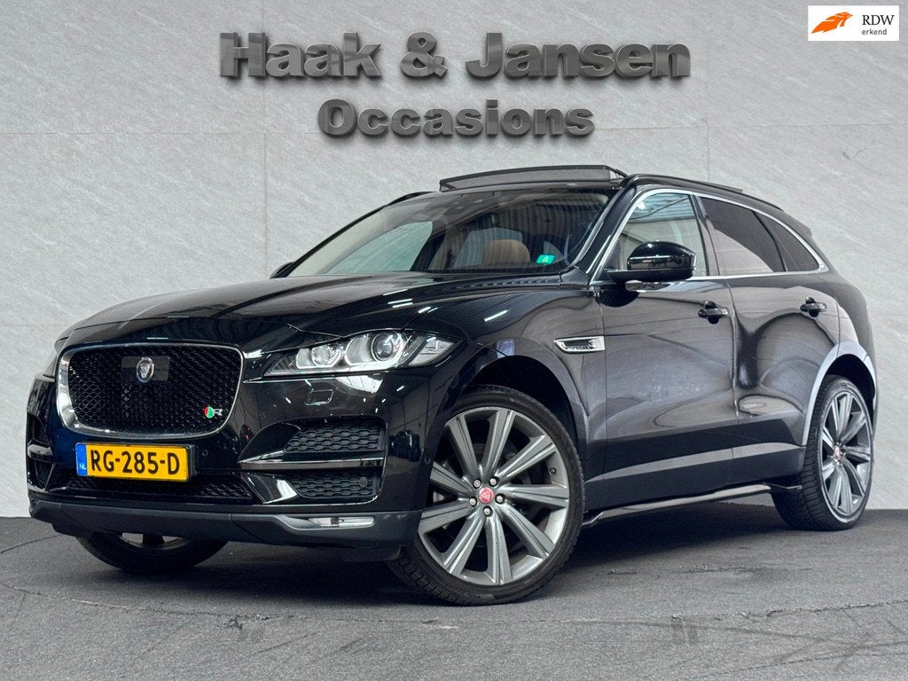 Jaguar F-PACE 2.0 Portfolio AWD 30t Meridian Panoramadak HUD, Auto's, Jaguar, Gebruikt, 4 cilinders, Zwart, Bedrijf