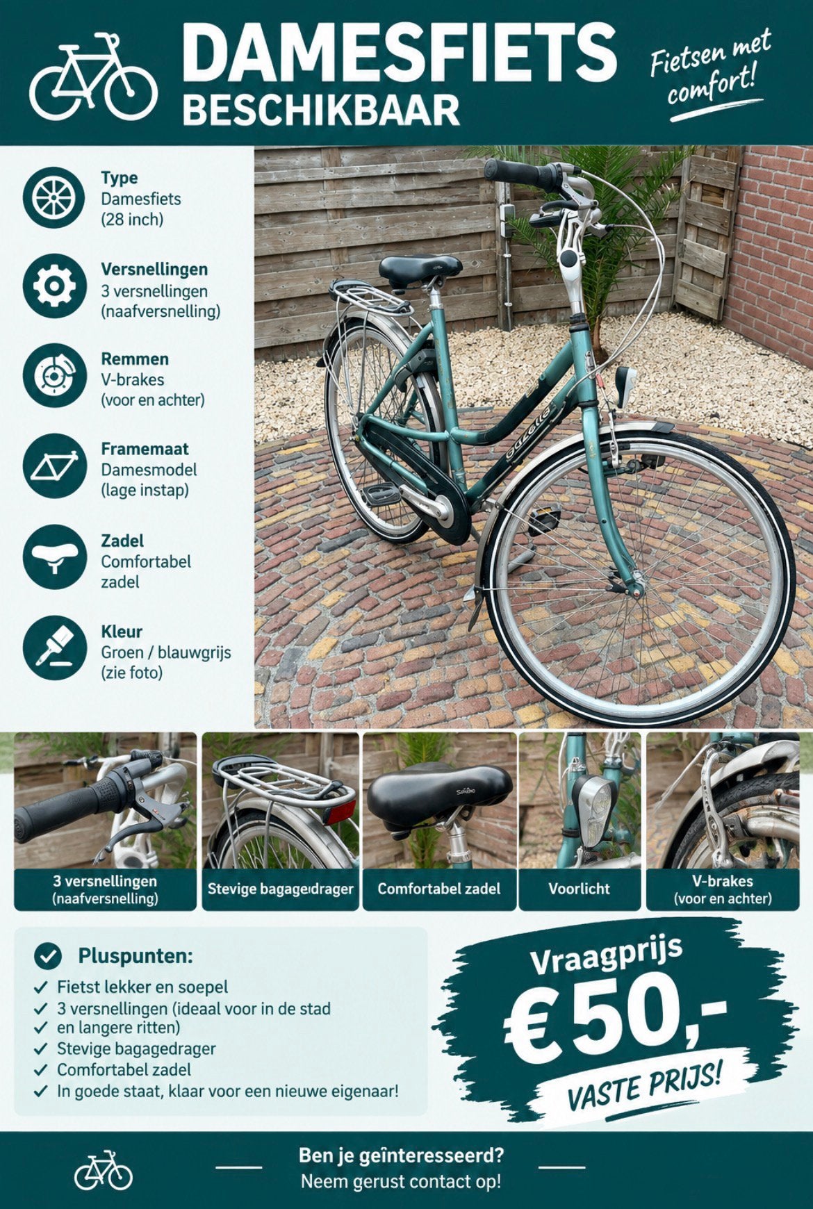 Nette damesfiets, Ophalen of Verzenden, Gebruikt