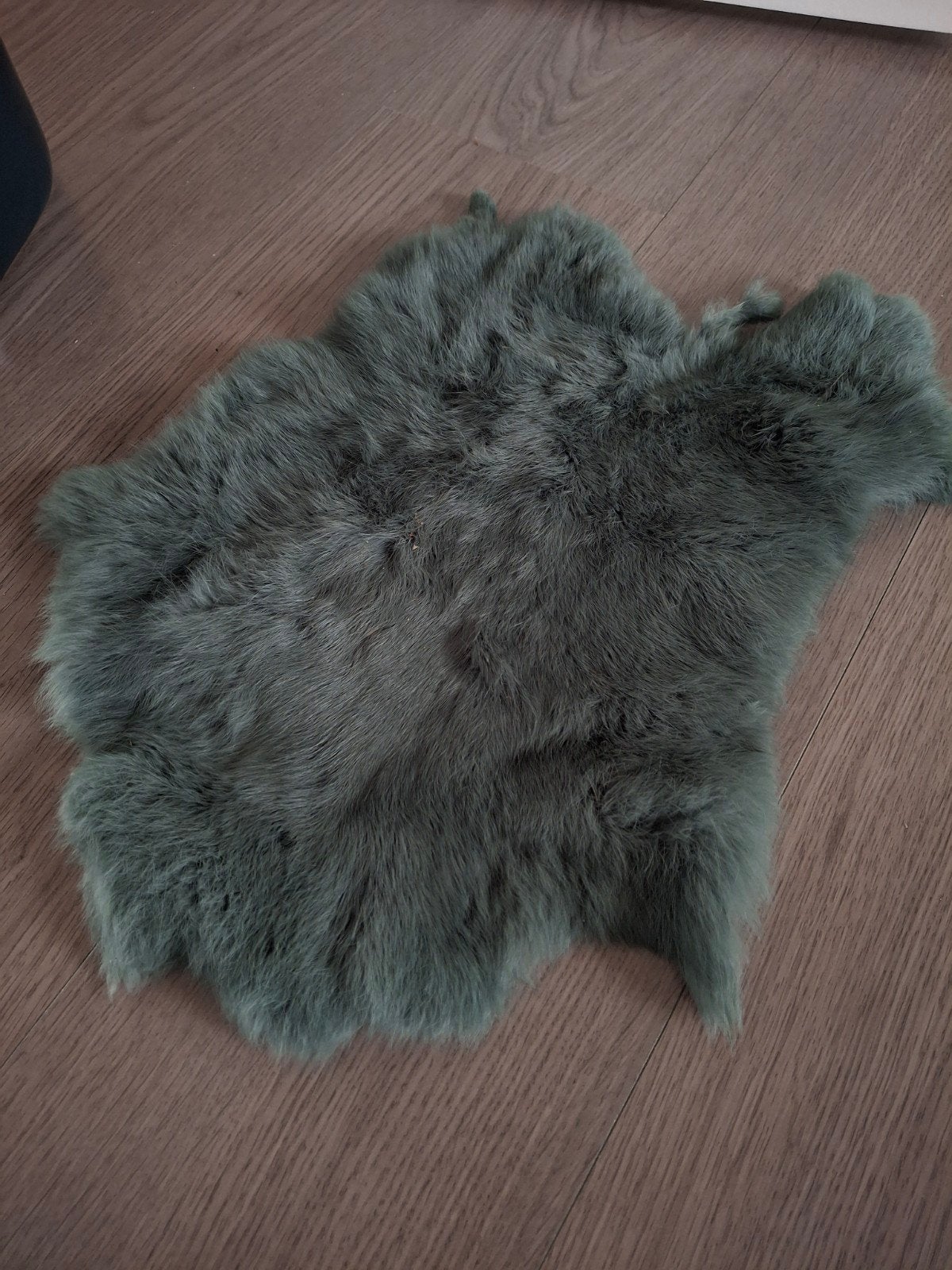 Groenblauw konijnenvachtje, decoratief en zacht, Gebruikt, 50 tot 100 cm, Modern, Scandinavisch, Landelijk, Overige vormen