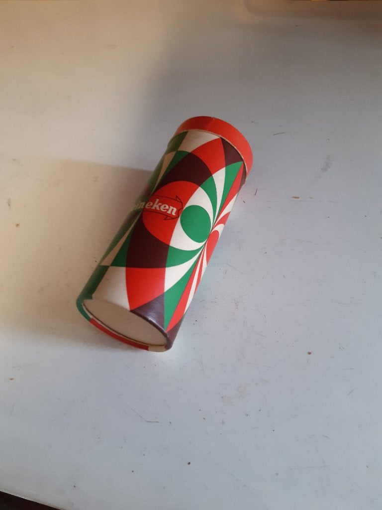 Vintage Heineken bierglas verpakking karton, Ophalen of Verzenden, Zo goed als nieuw, Glas of Glazen, Heineken