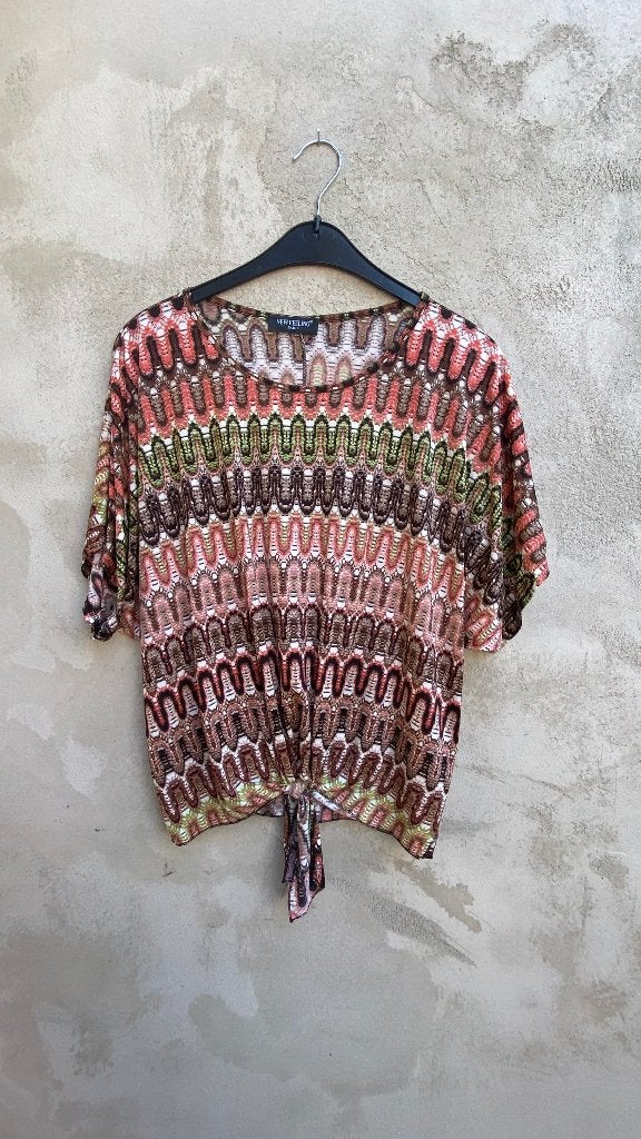 Shirt travel stof M/L, Maat 38/40 (M), Bruin, New Feeling, Nieuw