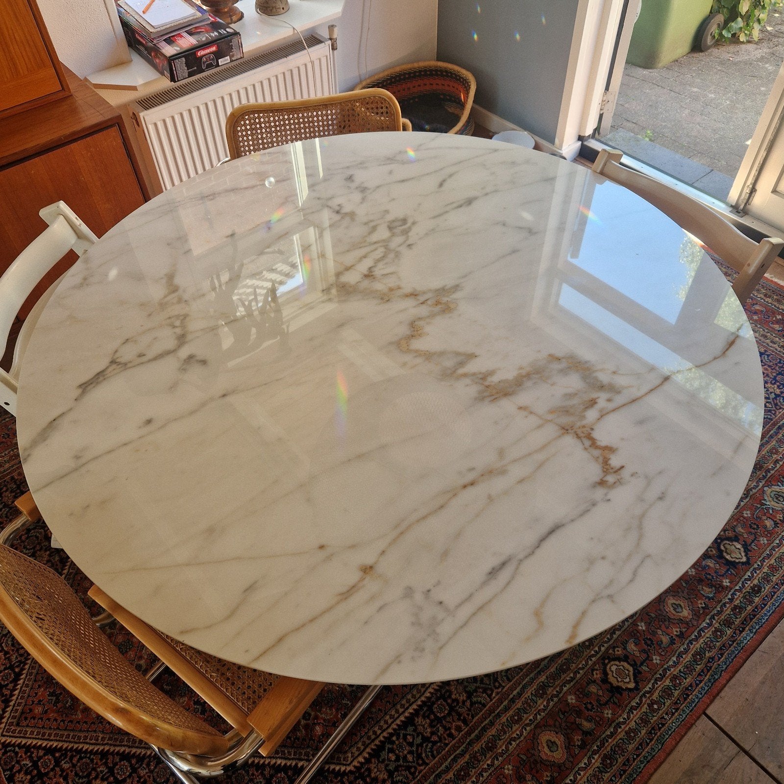 Saarinen Tulip tafel keramiek, Huis en Inrichting, Ophalen, Overige materialen, Gebruikt, Rond