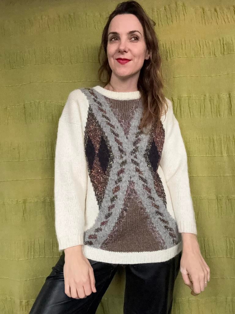 Vintage trui - gebreid - knitwear - 80’s/90’s - 36/38, Hgv, Beige, Hgv, Ophalen of Verzenden