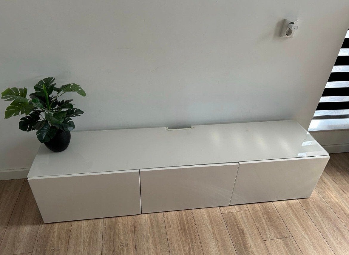 Glazen plaat voor IKEA Besta tv-meubel (alleen glasplaat), Ophalen, Zo goed als nieuw, Modern, Wit