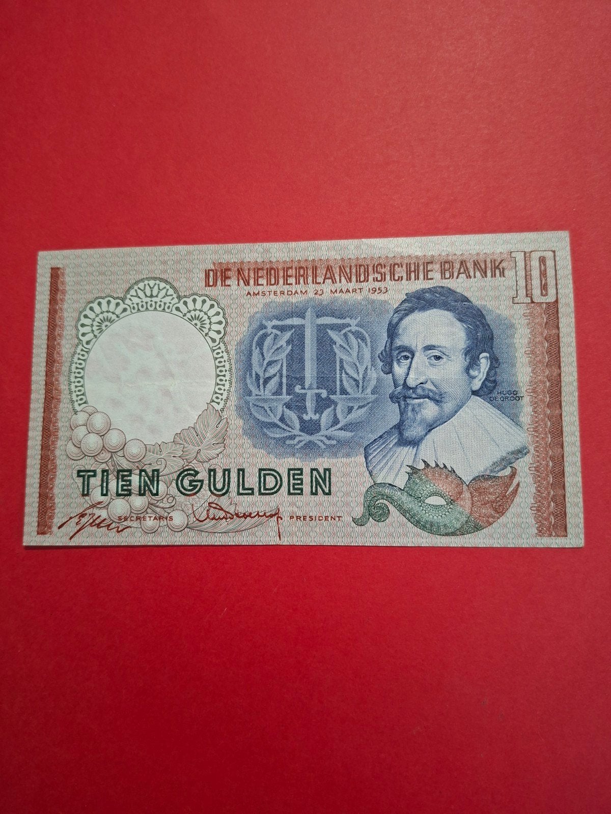 10 gulden Hugo de Groot speciaaltje uit 1953 in PR-, Ophalen of Verzenden, 10 gulden, Los biljet