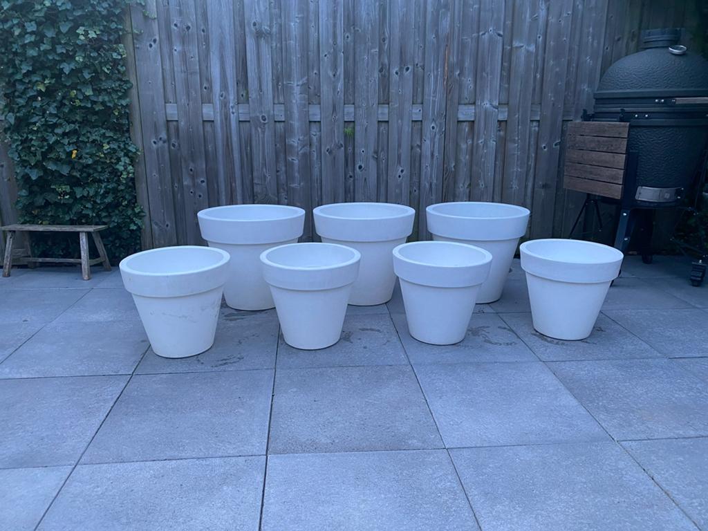 ** 8 Stuks  grote Witte ELHO Urban kunstof plantenbakken**, Ophalen, Kunststof, Gebruikt, Rond