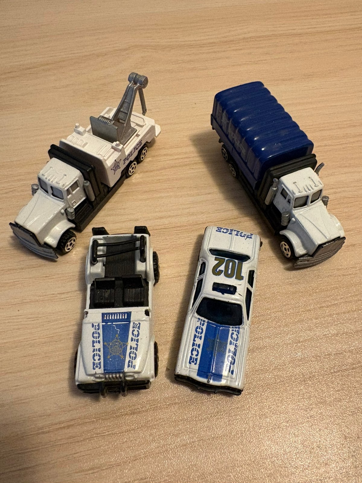 4x Vintage Politie Auto's Set - Police - Diecast, Ophalen of Verzenden, Zo goed als nieuw, Auto