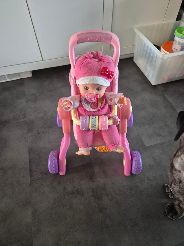 Pop met 3-in-1 wagentje - roze, Ophalen
