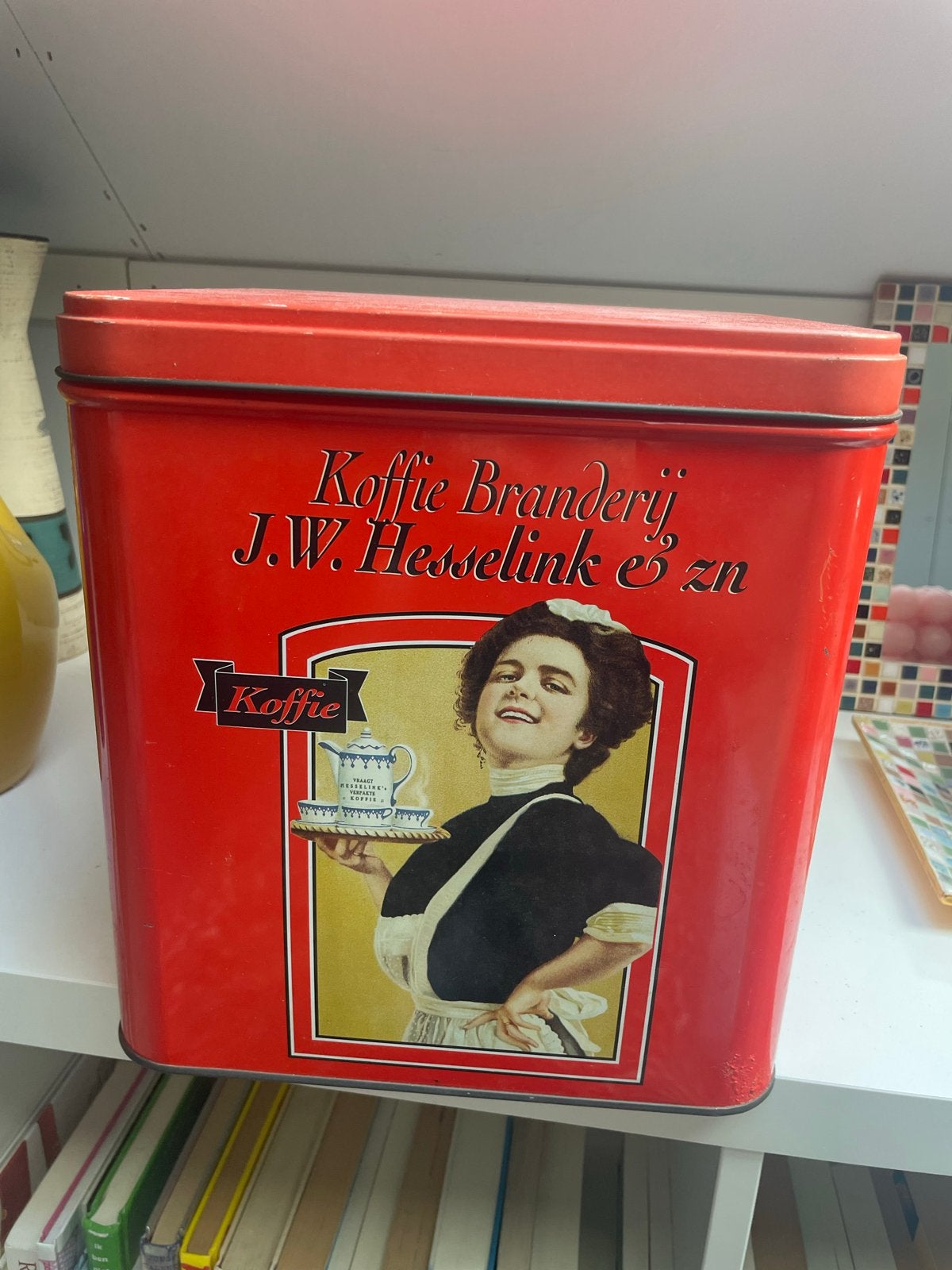 Vintage Koffieblik J.W. Hesselink & zn Winterswijk, Ophalen of Verzenden, Gebruikt, Koffie, Overige merken