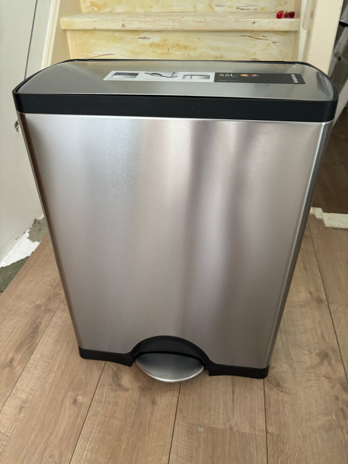 Simplehuman 46L Duo Pedaalemmer - RVS Afvalscheiding, Huis en Inrichting, Ophalen, 50 – 75, Met pedaal, Nieuw