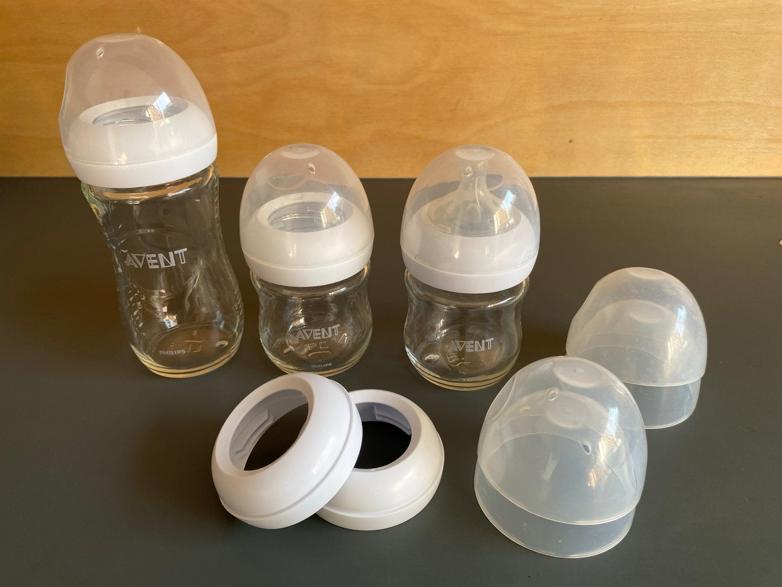 Philips Avent glazen babyflessen, Kinderen en Baby's, Babyvoeding en Toebehoren, Ophalen, Philips Avent, Zo goed als nieuw, Inclusief flessen
