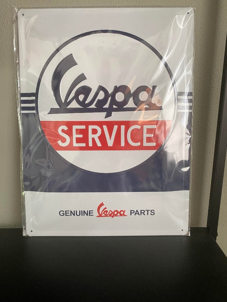 Vespa Service bord metaal, Verzamelen, Ophalen of Verzenden, Nieuw