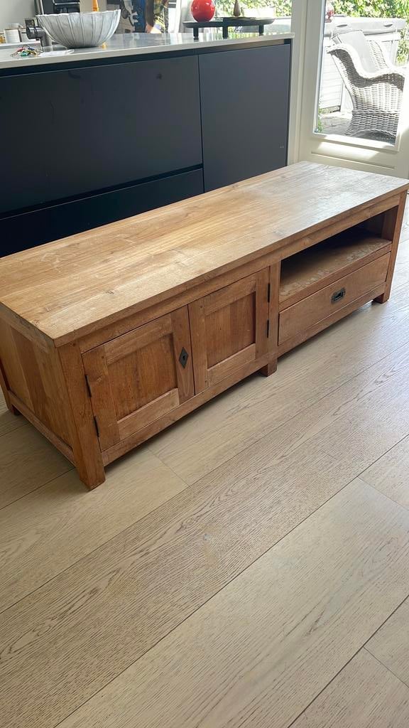 Teakhouten tv kast, Huis en Inrichting, Kasten | Televisiemeubels, Gebruikt, 100 tot 150 cm, Teakhout, Ophalen of Verzenden