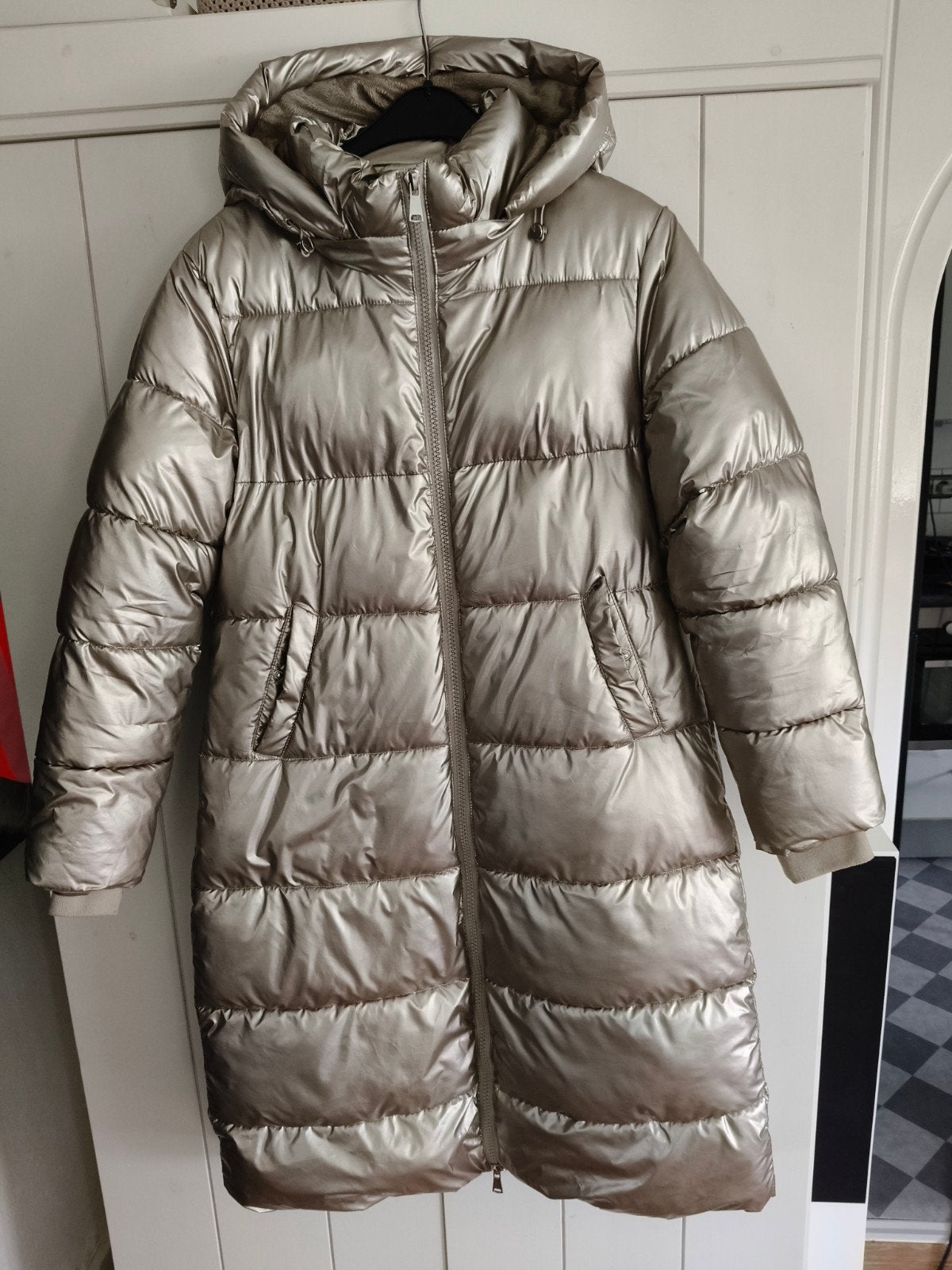 warme winterjas goudkleur maat L, Kleding | Dames, Ophalen of Verzenden, Zo goed als nieuw, Maat 42/44 (L), Goud