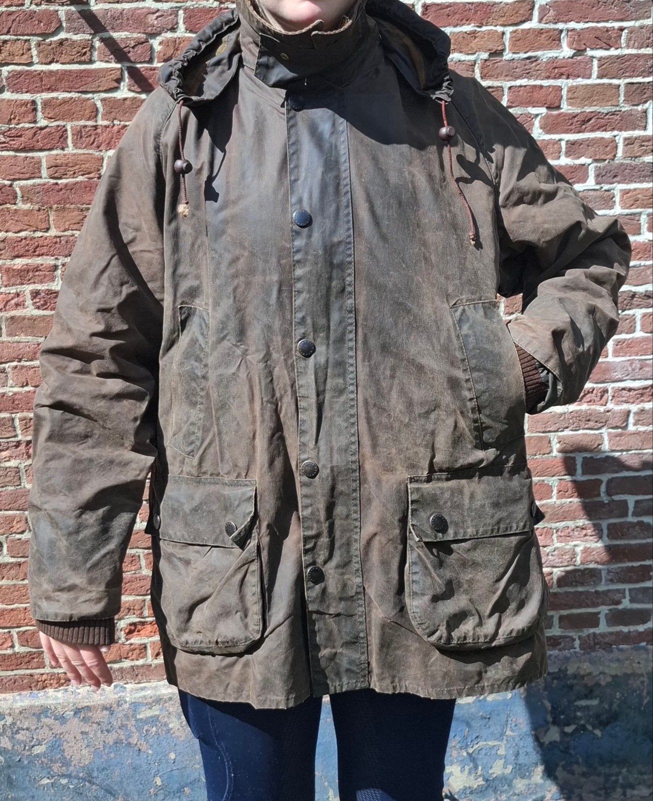 Barbour Bedale waxcoat - Maat L - Bruin met capuchon, Kleding | Dames, Barbour, Bruin, Maat 42/44 (L), Ophalen of Verzenden
