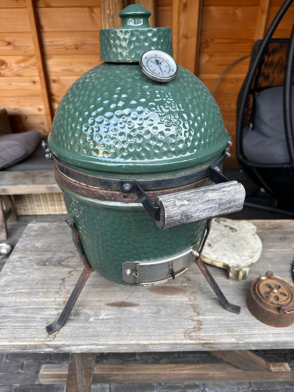 Big Green Egg Mini Kamado BBQ met accessoires, Ophalen, Gebruikt, Met accessoires
