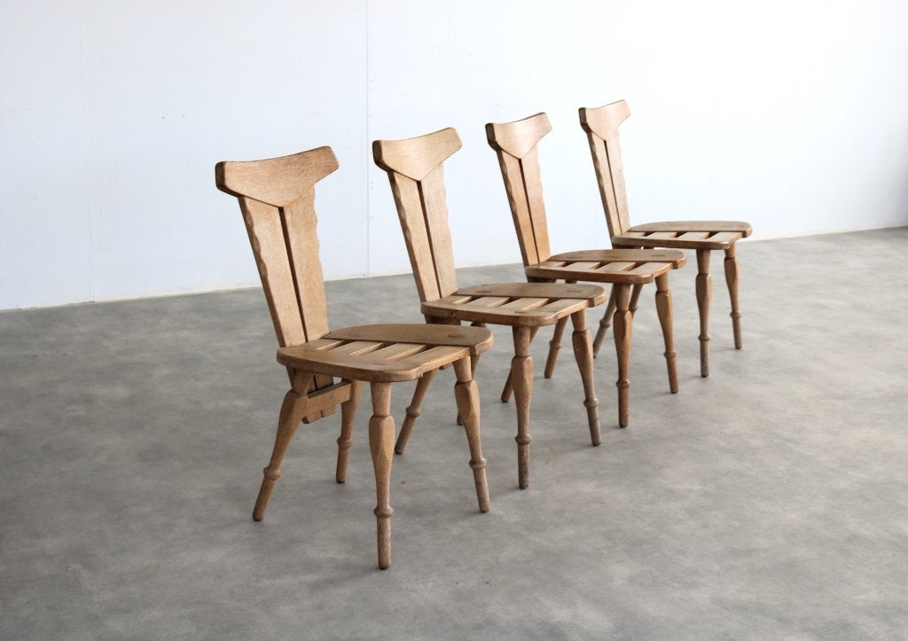 brutalist eetkamerstoelen | stoelen | jaren 60 | set van 4, Gebruikt, Bruin, ., Ophalen of Verzenden