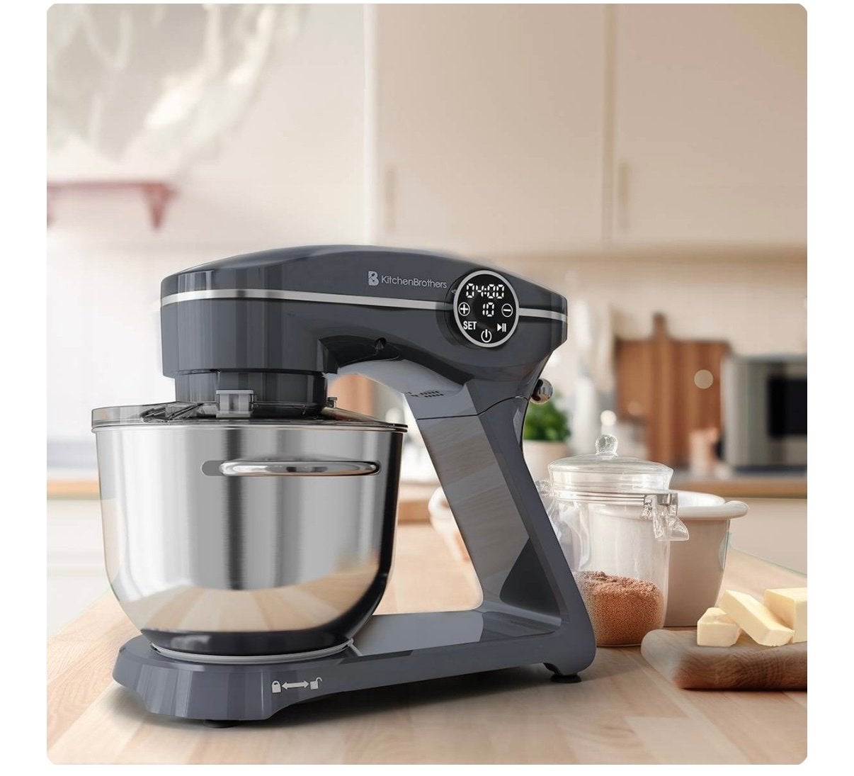 KitchenBrothers Keukenmachine 6L 1800W Touch Antraciet, 4 liter of meer, Ophalen of Verzenden, Nieuw, 3 snelheden of meer